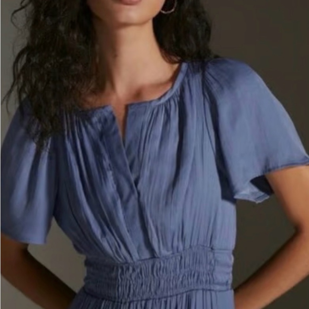 Anthropologie Elegant Blue Slate Maxi Dress XXSP - Picture 2 of 9